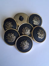 Load image into Gallery viewer, 5 10 BLACK GOLD 23mm Wide Eagle Bird Shank Quality Buttons Army Military Royal Sewing Craft Coat Jacket