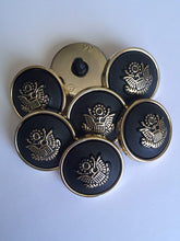 Load image into Gallery viewer, 5 10 BLACK GOLD 23mm Wide Eagle Bird Shank Quality Buttons Army Military Royal Sewing Craft Coat Jacket
