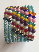 Load image into Gallery viewer, Wrist Wrap Around Beaded Bracelet Wristband Wire African Beads Spiral Bangle Charm Cuffs Green Yellow