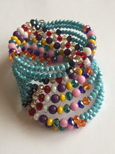 Load image into Gallery viewer, Wrist Wrap Around Beaded Bracelet Wristband Wire African Beads Spiral Bangle Charm Cuffs Green Yellow
