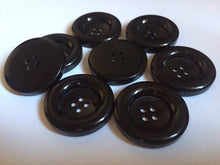 Load image into Gallery viewer, 10 BLACK 28mm Beautiful Buttons for Sewing Craft Cards Coat Shirt Jacket