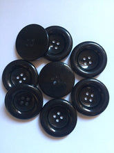 Load image into Gallery viewer, 10 BLACK 28mm Beautiful Buttons for Sewing Craft Cards Coat Shirt Jacket
