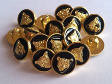 Load image into Gallery viewer, 5 10 20 BIG CAT Gold Black 13mm Wide Shank Quality Buttons Jaguar Tiger Lion Cheetah Leopard Panther Puma Coats Blazers Jackets Suits