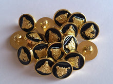 Load image into Gallery viewer, 5 10 20 BIG CAT Gold Black 13mm Wide Shank Quality Buttons Jaguar Tiger Lion Cheetah Leopard Panther Puma Coats Blazers Jackets Suits