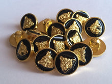 Load image into Gallery viewer, 5 10 20 BIG CAT Gold Black 13mm Wide Shank Quality Buttons Jaguar Tiger Lion Cheetah Leopard Panther Puma Coats Blazers Jackets Suits