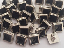 Load image into Gallery viewer, 10 Black Square Shank Quality Buttons 10mm Wide Dresses Tops Coats Babies Blazers Shirt Sewing Craft