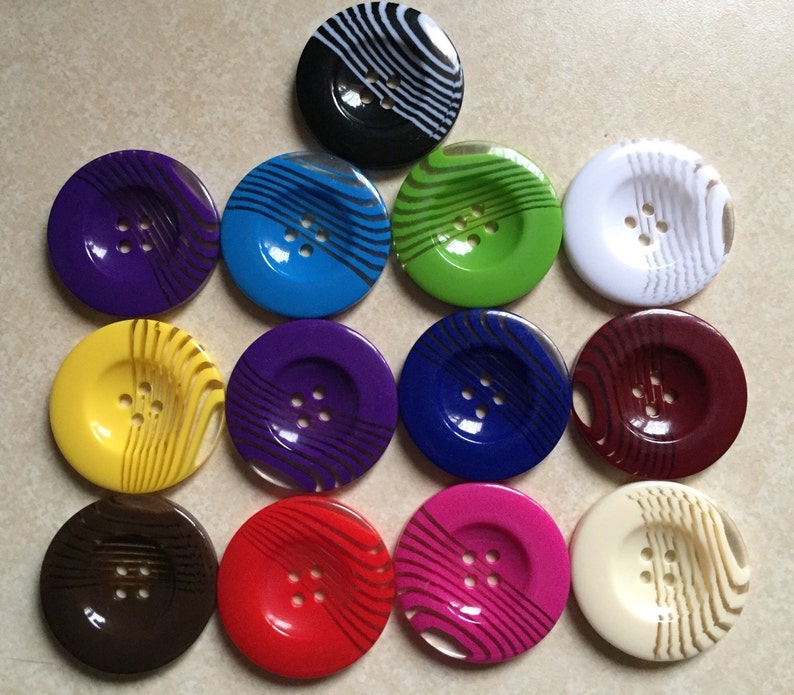 1pc Stripes Across Plastic Buttons 39mm for Sewing Craft Jacket Shirt Skirt Trousers Coat Many Colours