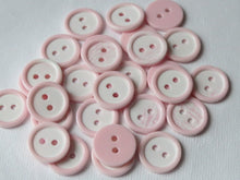 Load image into Gallery viewer, 10 20 40 BABY PINK WHITE Quality Buttons Shirt Sewing Craft 16mm wide