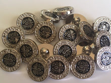 Load image into Gallery viewer, 10 Silver Black Shank Quality Buttons 15mm Wide Dresses Tops Coats Babies Blazers Shirt Sewing Craft