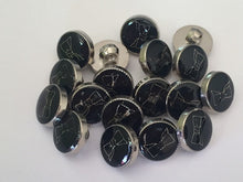 Load image into Gallery viewer, 10 20 BLACK SILVER BOW Tie Shank Quality Buttons 12mm Wide Dresses Tops Coats Babies Blazers Shirt Sewing Craft