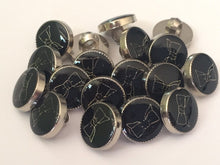 Load image into Gallery viewer, 10 20 BLACK SILVER BOW Tie Shank Quality Buttons 12mm Wide Dresses Tops Coats Babies Blazers Shirt Sewing Craft