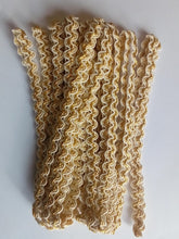 Load image into Gallery viewer, 1 yard CREAM GOLD Glitter Shine Quality Ric Rac Trim 10mm Wide Many Colours Zig Zag Braid Ricrac Trimming Rick Rack