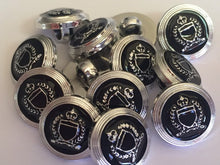 Load image into Gallery viewer, 10 20 BLACK SILVER Crown 15mm Wide Shank Quality Buttons Dresses Tops Coats Babies Blazers Military Uniforms Shirt Sewing Craft