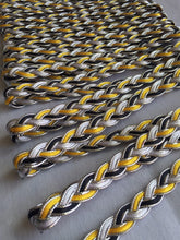 Load image into Gallery viewer, 6 yards PLAITS SILVER Metallic Shine Quality 13mm Different Colours Trims Fancy Trimmings