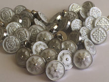 Load image into Gallery viewer, 10 20 BLACK SILVER CROWN Shank Quality Buttons 13mm Wide Dresses Tops Coats Babies Blazers Shirt Sewing Craft