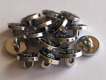 Load image into Gallery viewer, 10 20 BLACK SILVER CROWN Shank Quality Buttons 13mm Wide Dresses Tops Coats Babies Blazers Shirt Sewing Craft