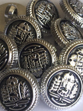 Load image into Gallery viewer, 10 20 BLACK SILVER Coat Of Arms 15mm Wide Shank Quality Buttons Dresses Tops Coats Babies Blazers Military Uniforms Shirt Sewing Craft