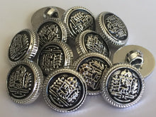 Load image into Gallery viewer, 10 20 BLACK SILVER Coat Of Arms 15mm Wide Shank Quality Buttons Dresses Tops Coats Babies Blazers Military Uniforms Shirt Sewing Craft