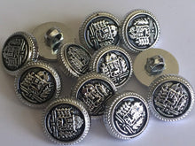 Load image into Gallery viewer, 10 20 BLACK SILVER Coat Of Arms 15mm Wide Shank Quality Buttons Dresses Tops Coats Babies Blazers Military Uniforms Shirt Sewing Craft