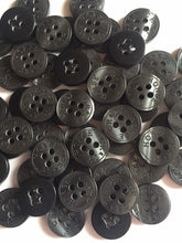 Load image into Gallery viewer, 30 50 Quality 11mm Wide Buttons Shirt Babies Knit Crochet Sewing Craft Blue Black Grey Crazy Horse Enyce 4 Holes