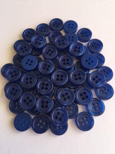 Load image into Gallery viewer, 30 50 Quality 11mm Wide Buttons Shirt Babies Knit Crochet Sewing Craft Blue Black Grey Crazy Horse Enyce 4 Holes