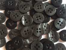 Load image into Gallery viewer, 30 50 Quality 11mm Wide Buttons Shirt Babies Knit Crochet Sewing Craft Blue Black Grey Crazy Horse Enyce 4 Holes