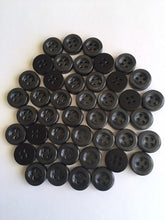 Load image into Gallery viewer, 30 50 Quality 11mm Wide Buttons Shirt Babies Knit Crochet Sewing Craft Blue Black Grey Crazy Horse Enyce 4 Holes