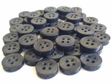 Load image into Gallery viewer, 30 50 Quality 11mm Wide Buttons Shirt Babies Knit Crochet Sewing Craft Blue Black Grey Crazy Horse Enyce 4 Holes
