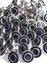 Load image into Gallery viewer, 10 Silver Black Windmill Double Circles Shank Quality Buttons 12mm Wide Dresses Tops Coats Babies Blazers Shirt Sewing Craft