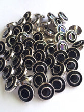 Load image into Gallery viewer, 10 Silver Black Windmill Double Circles Shank Quality Buttons 12mm Wide Dresses Tops Coats Babies Blazers Shirt Sewing Craft