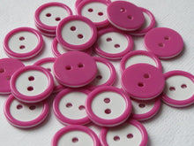 Load image into Gallery viewer, 10 20 DEEP PINK WHITE Quality Buttons Shirt Sewing Craft 16mm wide