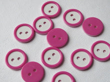 Load image into Gallery viewer, 10 20 DEEP PINK WHITE Quality Buttons Shirt Sewing Craft 16mm wide