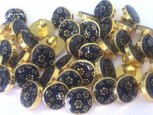 Load image into Gallery viewer, 10 20 50 GOLD Flower On Black Shank Quality Buttons 11mm Wide Dresses Tops Coats Babies Blazers Shirt Sewing Craft