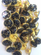 Load image into Gallery viewer, 10 20 50 GOLD Flower On Black Shank Quality Buttons 11mm Wide Dresses Tops Coats Babies Blazers Shirt Sewing Craft