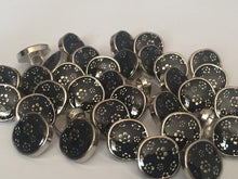 Load image into Gallery viewer, 10 20 50 GOLD Flower On Black Shank Quality Buttons 11mm Wide Dresses Tops Coats Babies Blazers Shirt Sewing Craft