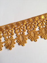 Load image into Gallery viewer, 1m GOLD BROWN Lace Trims 60mm Wide Embroidered Guipure Trimmings Cardmaking Wedding Home Decor Sewing Craft Projects