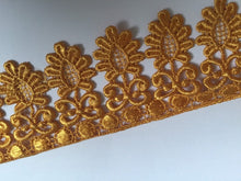 Load image into Gallery viewer, 1m GOLD BROWN Lace Trims 60mm Wide Embroidered Guipure Trimmings Cardmaking Wedding Home Decor Sewing Craft Projects