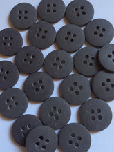Load image into Gallery viewer, 10 20 40 DARK GREY 15mm Wide Quality Beautiful Buttons Jacket Shirt Sewing Craft 4 Holes