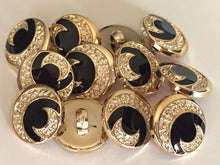 Load image into Gallery viewer, 10 20 Half Moon GOLD BLACK 15mm 21mm 25mm Wide Shank Quality Buttons Dresses Tops Coats Babies Blazers Shirt Sewing Craft