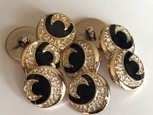 Load image into Gallery viewer, 10 20 Half Moon GOLD BLACK 15mm 21mm 25mm Wide Shank Quality Buttons Dresses Tops Coats Babies Blazers Shirt Sewing Craft