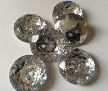 Load image into Gallery viewer, 5 10 Silver Shiny Glass Crystal Diamante Quality Buttons 35mm Wide Dresses Tops Coats Babies Blazers Shirt Sewing Craft