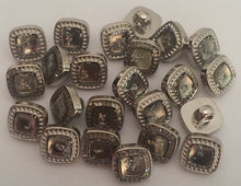 Load image into Gallery viewer, 10 20 Square Glitter Silver Shank Quality Buttons 11mm Wide Dresses Tops Coats Babies Blazers Shirt Sewing Craft