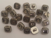 Load image into Gallery viewer, 10 20 Square Glitter Silver Shank Quality Buttons 11mm Wide Dresses Tops Coats Babies Blazers Shirt Sewing Craft