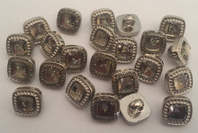 Load image into Gallery viewer, 10 20 Square Glitter Silver Shank Quality Buttons 11mm Wide Dresses Tops Coats Babies Blazers Shirt Sewing Craft