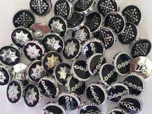 Load image into Gallery viewer, 10pcs Gothic Cross, Chain Across Black, 8 Pointed Star Silver Shank Quality Buttons 15mm Wide Coats Blazers Shirt Dresses Jacket