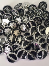Load image into Gallery viewer, 10pcs Gothic Cross, Chain Across Black, 8 Pointed Star Silver Shank Quality Buttons 15mm Wide Coats Blazers Shirt Dresses Jacket