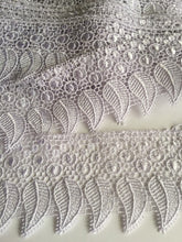 Load image into Gallery viewer, 1 yard WHITE LEAF Lace Trims 87mm Wide Embroidered Guipure Trimmings Cardmaking Wedding Home Decor Sewing Craft Projects