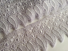 Load image into Gallery viewer, 1 yard WHITE LEAF Lace Trims 87mm Wide Embroidered Guipure Trimmings Cardmaking Wedding Home Decor Sewing Craft Projects
