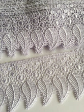 Load image into Gallery viewer, 1 yard WHITE LEAF Lace Trims 87mm Wide Embroidered Guipure Trimmings Cardmaking Wedding Home Decor Sewing Craft Projects