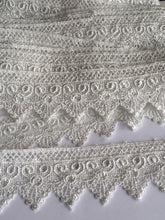 Load image into Gallery viewer, 1 yard IVORY Lace Trims 46mm Wide Embroidered Guipure Trimmings Cardmaking Wedding Home Decor Sewing Craft Projects